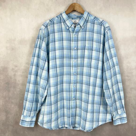 Southern Tide Mens Classic Fit Linen Blend Shirt Size XL Plaid Preppy Resort - Picture 1 of 11